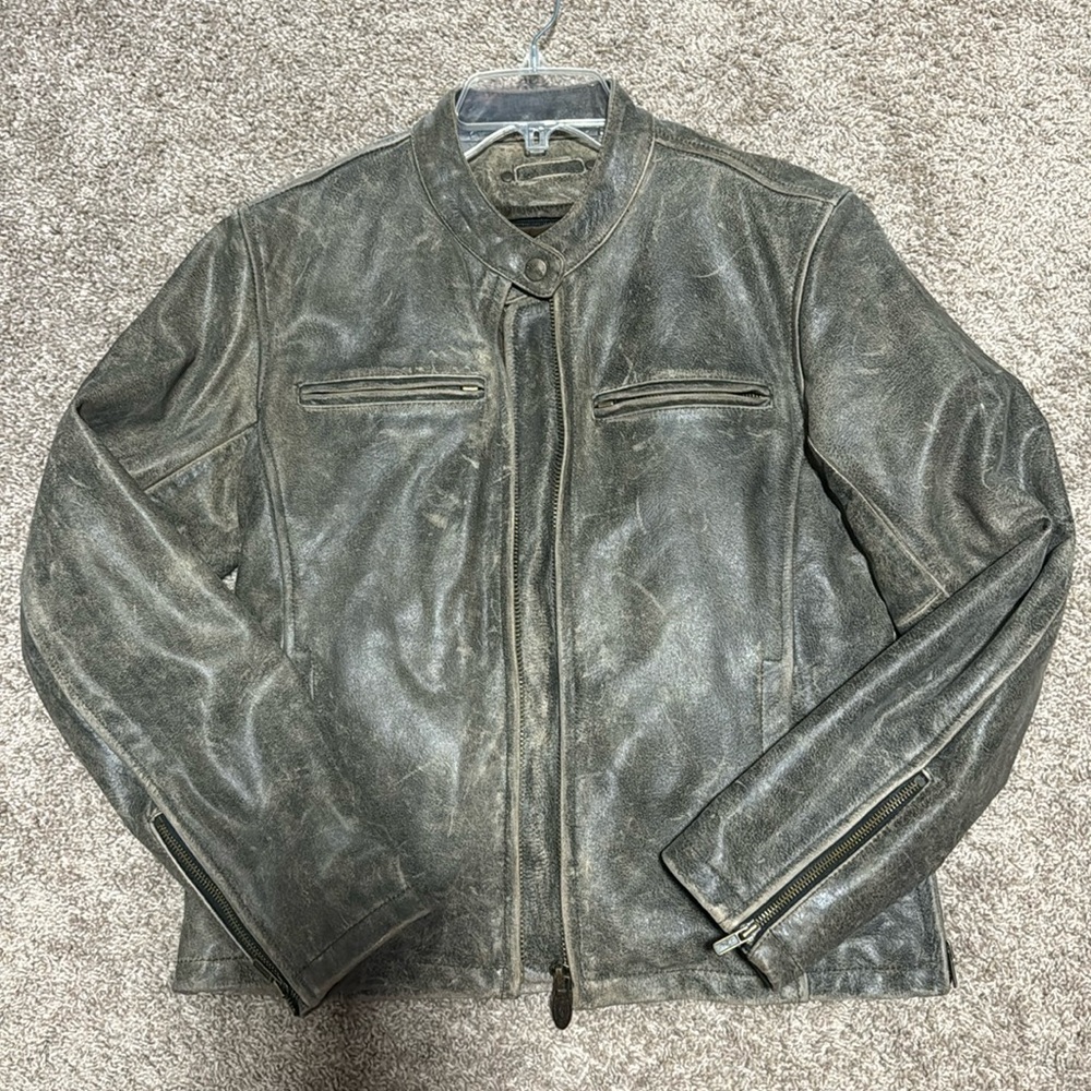 Distressed Leather Motorcycle Jacket